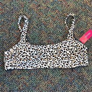 Leopard print Bikini bralette, ribbed material, adjustable shoulder straps